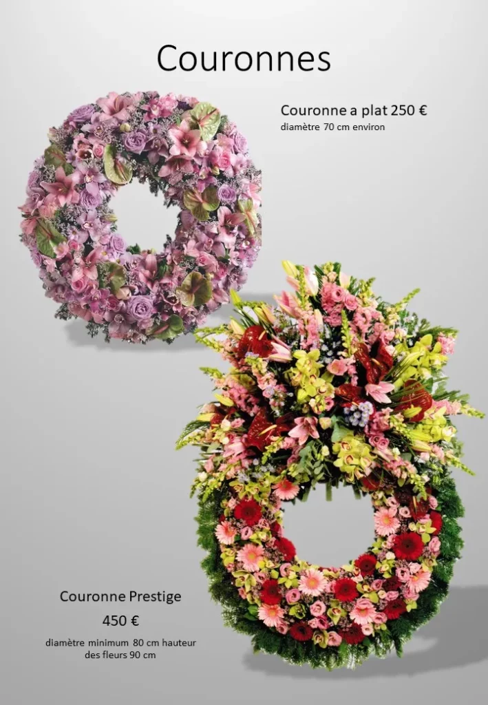 Couronnes funéraires Prestige sur pied en fleurs naturelles et tons roses